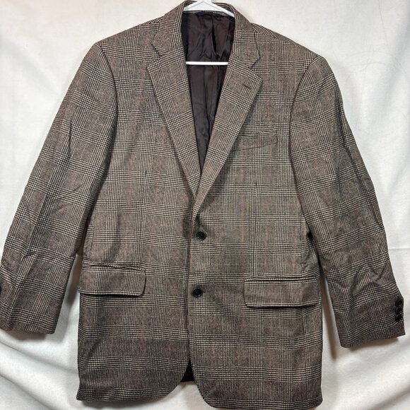 Brooks Brother Madision 1818 Mens Brown & Black Glen Plaid Blazer Suit Jacket 40 - Picture 1 of 16